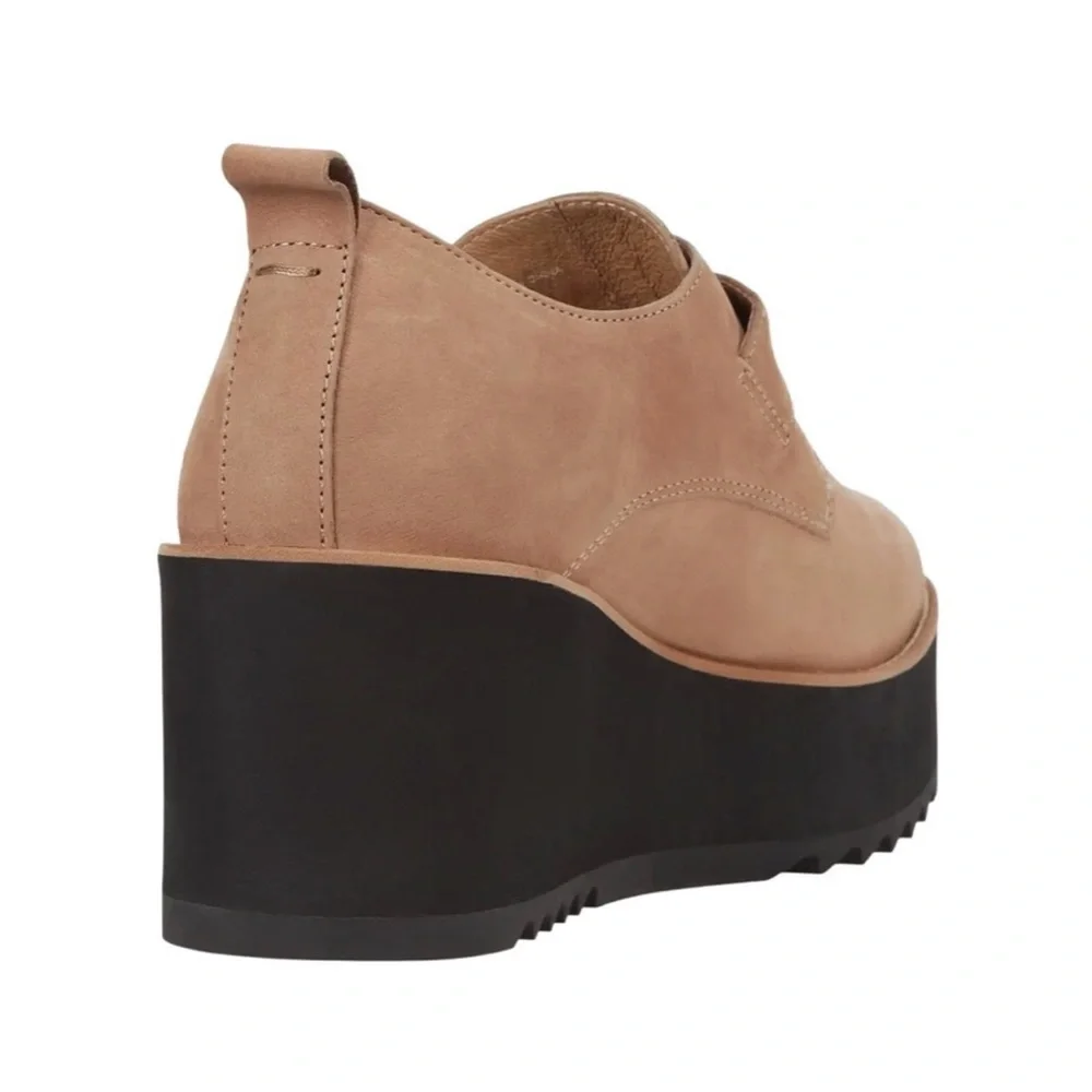 Eileen Fisher Shoes Zola Platform Wedge Bootie Earth Tumbled Nubuck Size 10